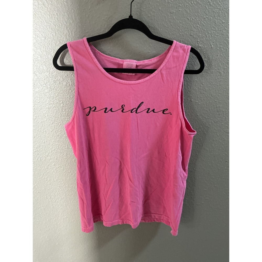 Comfort Colors Purdue Tank Top Womens Medium Pink Excellent Collegiate Sporty